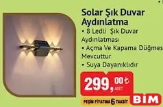 SOLAR ŞIK DUVAR AYDINLATMA 8 LEDLİ